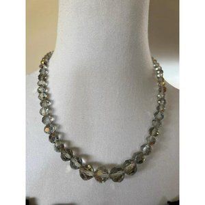Vintage Smoky Color Faceted Glass Bead Necklace